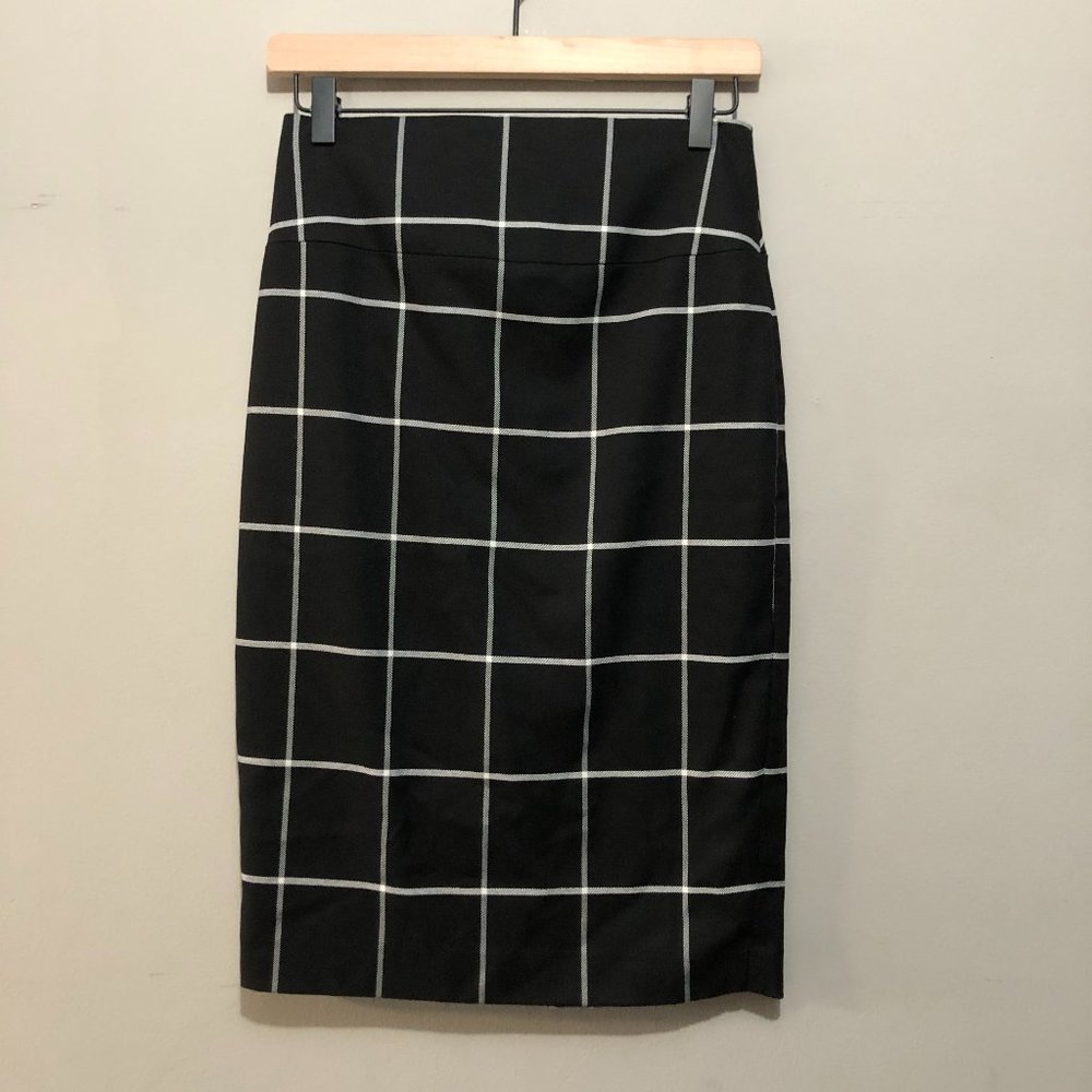 Express High Waisted Pencil Skirt Black/White Plaid Size 2